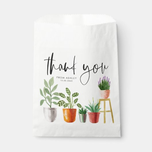 Sachets En Papier Boho Aquarelle Poted Houplant Merci (Devant)