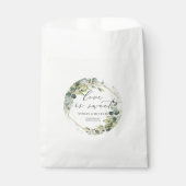 Sachets En Papier Boho aquarelle vert eucalyptus mariage (Devant)