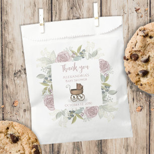 Sachets En Papier Boho Baby shower rose Merci Floral Vintage