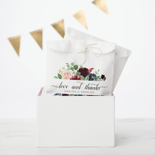 Sachets En Papier Boho Bloom | Rouge Bourgogne et bleu marine (Fête)