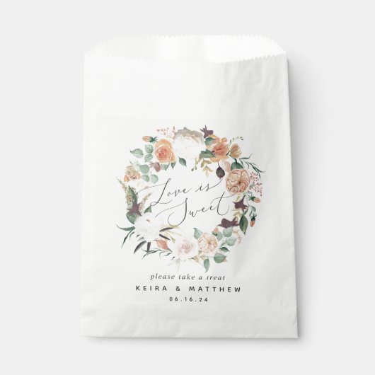Sachets En Papier Boho Blooms Mariage ou événement L'amour est sucré (Devant)