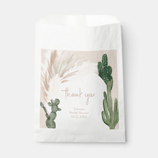 Sachets En Papier Boho cactus pampas arc désert douche nuptiale (Devant)