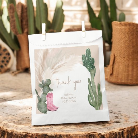 Sachets En Papier Boho cactus pampas bottes baby shower du désert