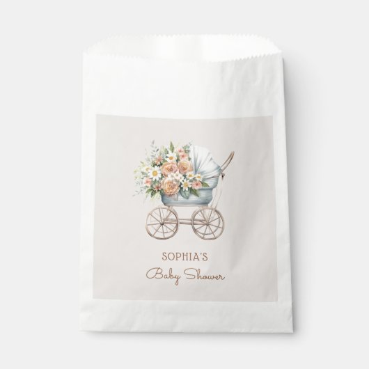 Sachets En Papier Boho Floral Baby Carriage Baby shower (Devant)