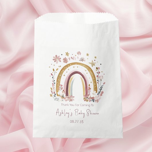 Sachets En Papier Boho Floral Baby shower arc-en-ciel Merci