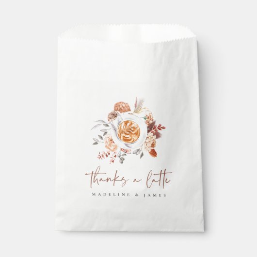 Sachets En Papier Boho Floral Café "Merci un latte" (Devant)
