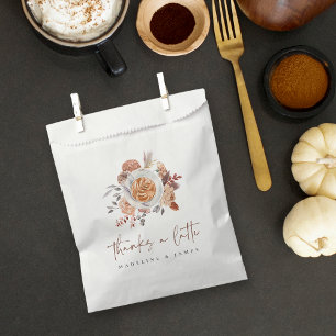 Sachets En Papier Boho Floral Café "Merci un latte"