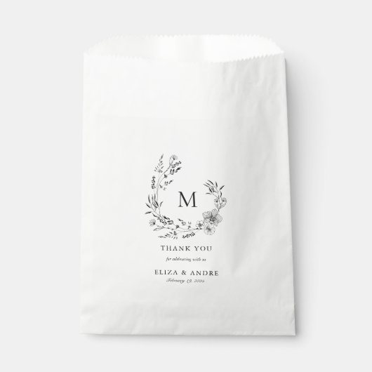 Sachets En Papier Boho Floral Monogramme Wreath Mariage personnalisé (Devant)