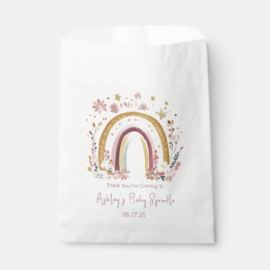 Sachets En Papier Boho Floral Rainbow Baby Sprinkle Merci (Devant)