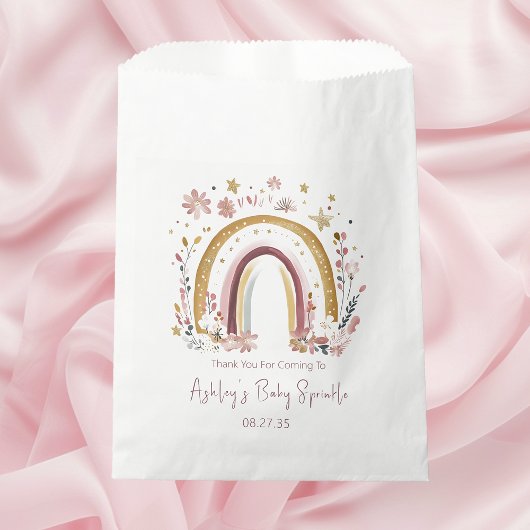Sachets En Papier Boho Floral Rainbow Baby Sprinkle Merci