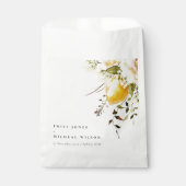 Sachets En Papier Boho Lemon Aquarelle jaune Mariage floral (Devant)