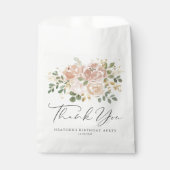 Sachets En Papier Boho Mauve Peach Flowers Anniversaire Merci (Devant)