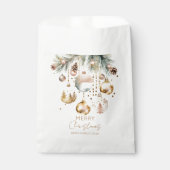 Sachets En Papier Boho Noël Pins neige baubles or (Devant)