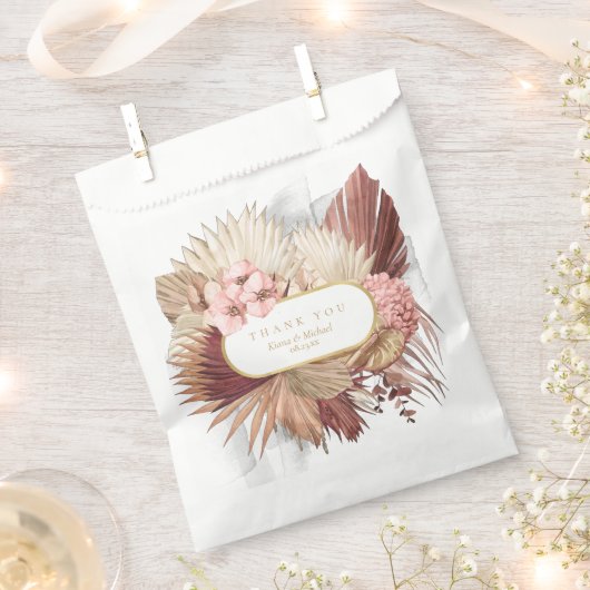 Sachets En Papier Boho Oasis Mariage Floral Merci V2 ID959 (Coupé)