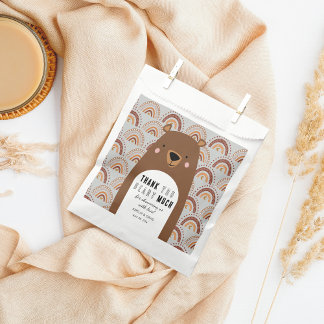Sachets En Papier Boho Rainbow Bear Thank You Neutral Baby Shower