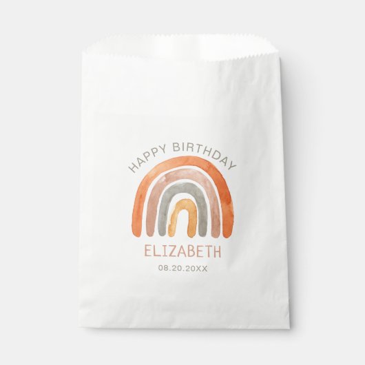 Sachets En Papier Boho Rainbow Joyeux Anniversaire Favoriser Sac (Devant)