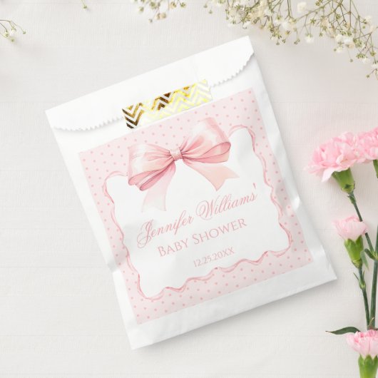 Sachets En Papier Boho rose ruban polkadot bébé fille douche (Scellé)