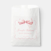 Sachets En Papier Boho rose ruban polkadot bébé fille douche (Devant)