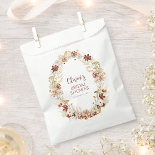 Sachets En Papier Boho Rustique Floral Bourgogne Baby Shower Personn