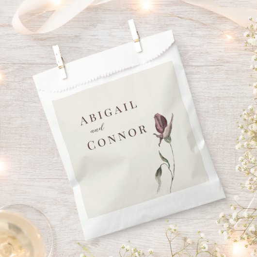 Sachets En Papier Boho Rustique Marsala Crème Floral (Coupé)