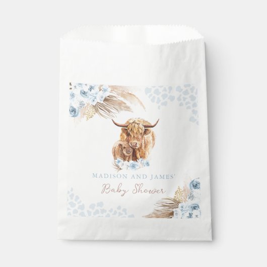 Sachets En Papier Boho Saint Vache Bleu Pampas Baby shower Garçon en (Devant)