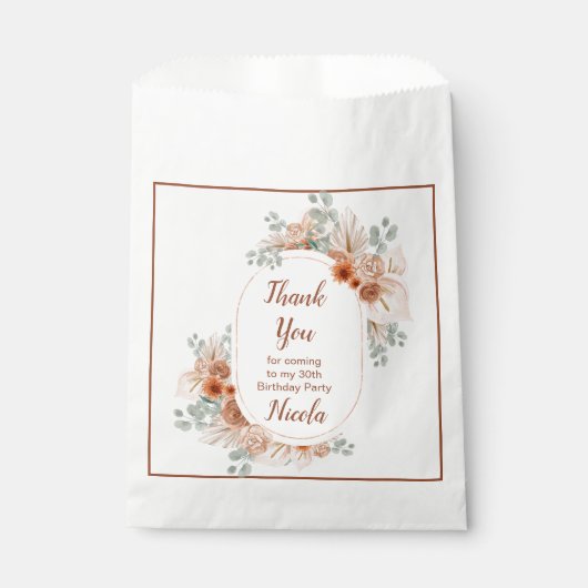 Sachets En Papier Boho Terracotta Pampas Grass Anniversaire (Devant)