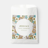 Sachets En Papier Boho Turquoise Brown Floral Cute Baby shower Perso (Devant)