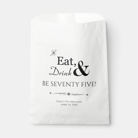 Sachets En Papier Boire à manger Soixante-quinze Retro 75e anniversa (Devant)