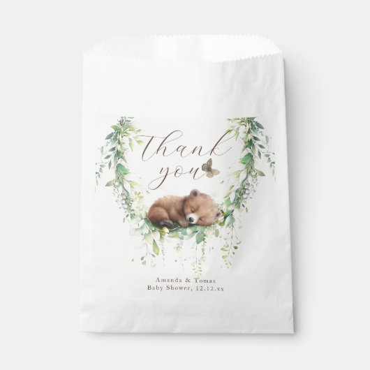 Sachets En Papier Bois Animaux Forêt Végétation Bébé Garçon Douche (Devant)