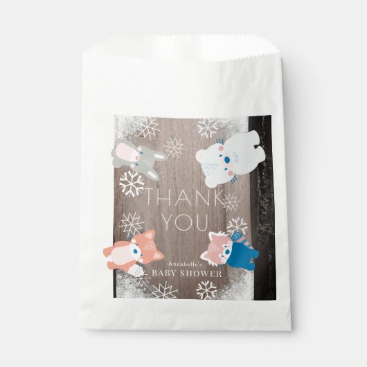 Sachets En Papier Bois Animaux Snowflakes Bois (Devant)