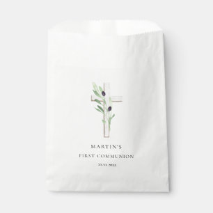 Sachets En Papier Bois de branche d'olivier Croix Première communion