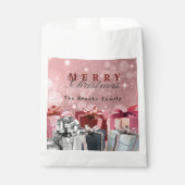 Sachets En Papier Boîtes-cadeaux élégantes rose et argent pour Noël (Devant)