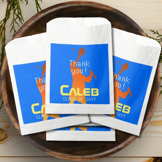 Sachets En Papier Bold Bleu Moderne Tech Remise de diplômes 