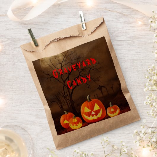 Sachets En Papier Bonbons de cimetière Halloween Cimetière effrayant (Coupé)