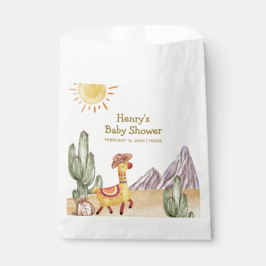 Sachets En Papier Bonjour Baby Desert Cactus Llama Cowboy Baby showe (Devant)