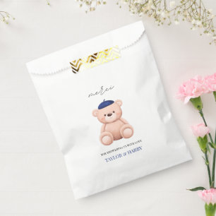 Sachets En Papier Bonjour Bebe French Watercolor Bear Baby shower