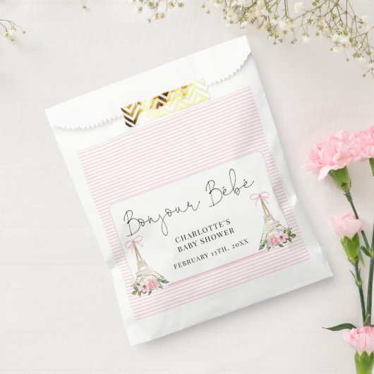 Sachets En Papier Bonjour Bebe Paris Baby shower Eiffel rose françai (Scellé)