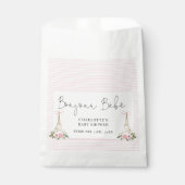 Sachets En Papier Bonjour Bebe Paris Baby shower Eiffel rose françai (Devant)
