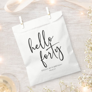 Sachets En Papier Bonjour Quarante Minimaliste 40e fête d'anniversai