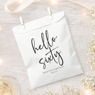 Sachets En Papier Bonjour Soixante Minimaliste 60e fête d'anniversai
