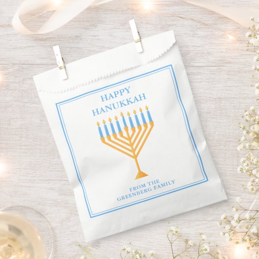 Sachets En Papier Bonne Hanoukka Menorah Cute Custom Party (Coupé)