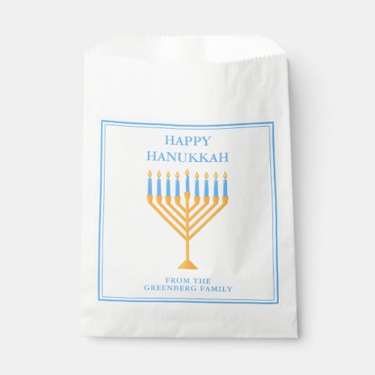 Sachets En Papier Bonne Hanoukka Menorah Cute Custom Party (Devant)