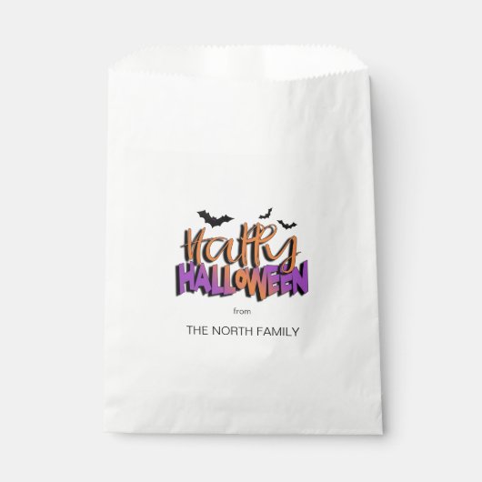 Sachets En Papier Bonne typographie d'Halloween avec Bats Orange ID6 (Devant)