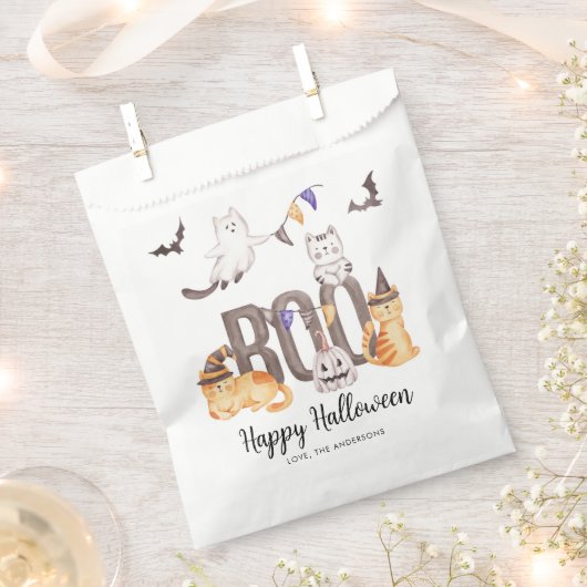 Sachets En Papier Boo Cute Happy Halloween Chats Fantômes Citrouille (Coupé)