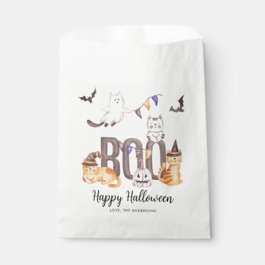 Sachets En Papier Boo Cute Happy Halloween Chats Fantômes Citrouille (Devant)