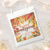 Sachets En Papier Bordure élégante de feuilles d'automne à l'aquarel (Coupé)