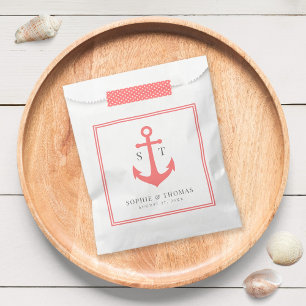 Sachets En Papier Bordure personnalisée Monogramme et couleur Ancre