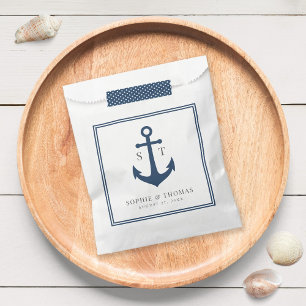 Sachets En Papier Bordure personnalisée Monogramme et couleur Ancre