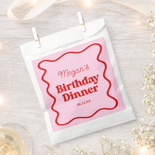 Sachets En Papier Bordure rose rouge vague Anniversaire Dîner