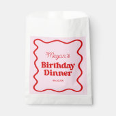 Sachets En Papier Bordure rose rouge vague Anniversaire Dîner (Devant)